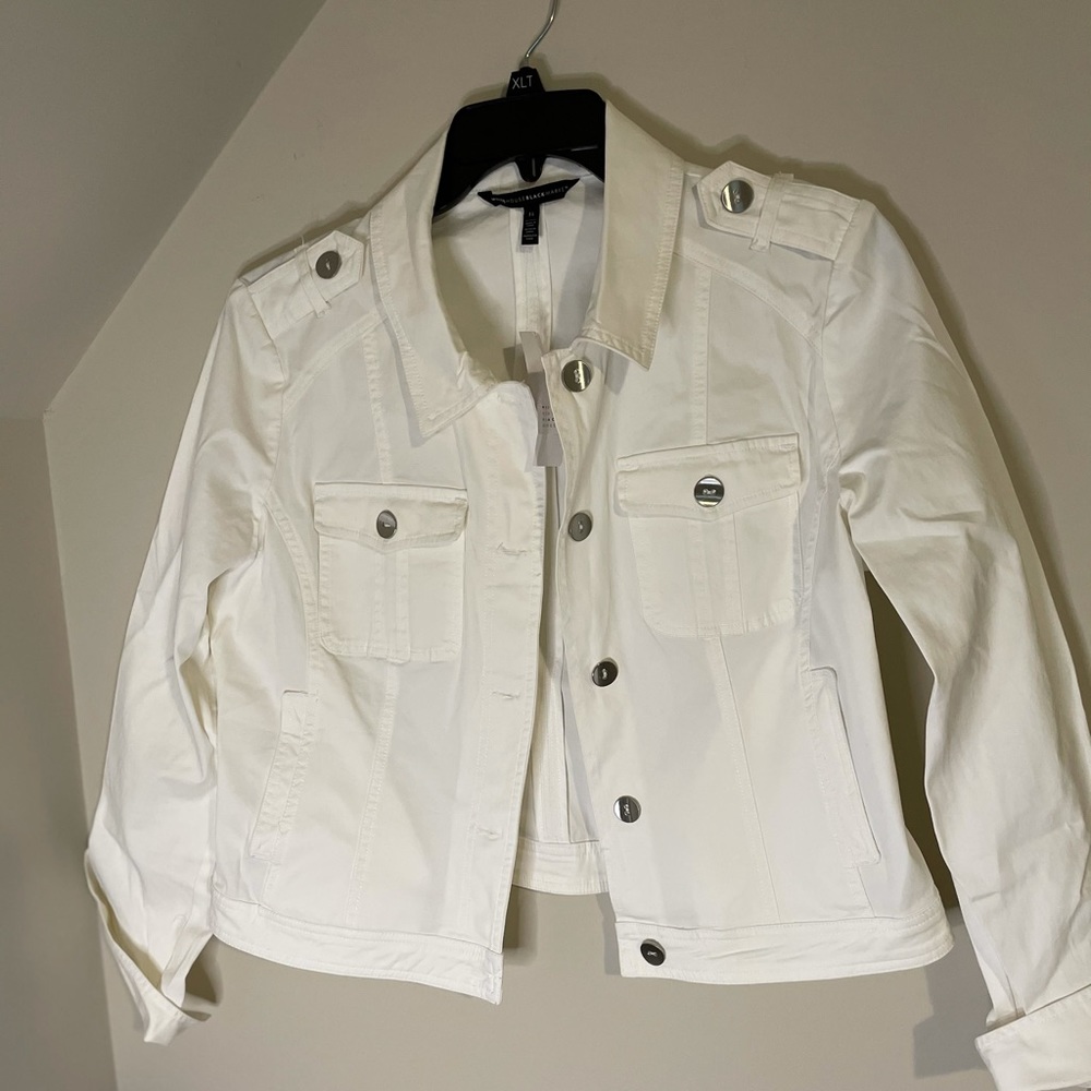 White House Black Market White Jean Jacket